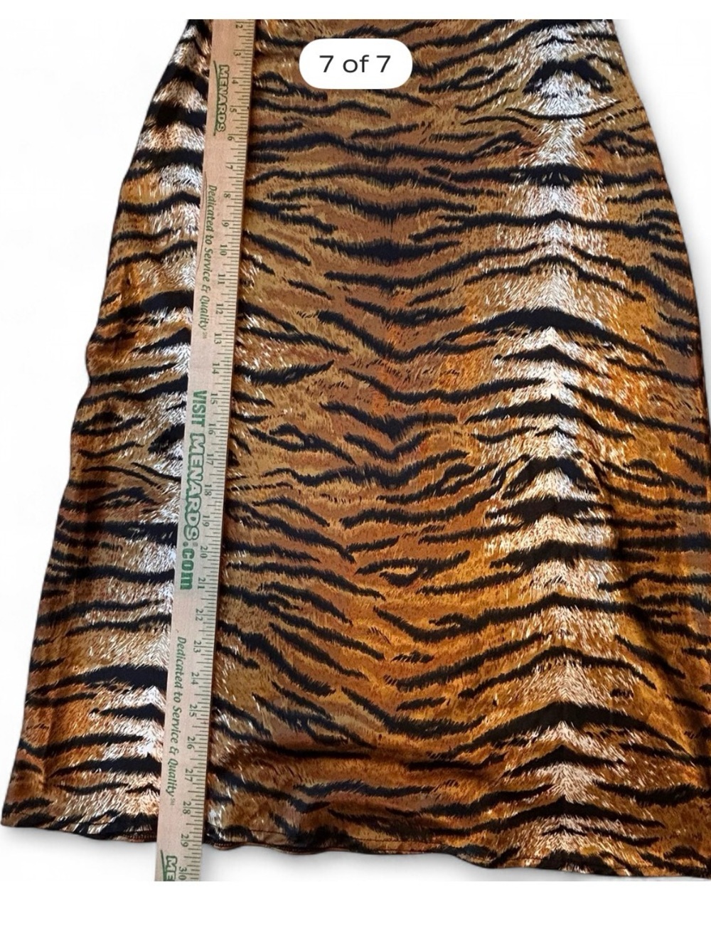Haute Monde Tiger-Print Satin Midi Skirt M- Gold & Black W/Side Zipper & Elastic - Picture 7 of 7